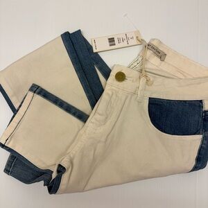 Romeo & Juliet Couture Cream and Blue Skinny Jeans